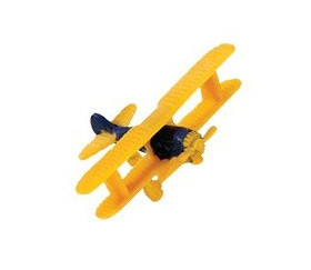 Figurine mini mini avion biplan jaune environ 2.5 cm
