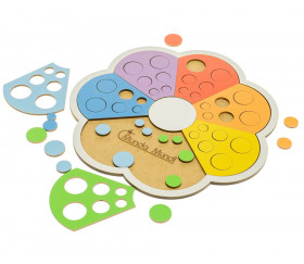 Fleur en bois jeu des ronds et couleurs - Matériel Montessori
