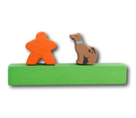 mini pion Chien marron en bois pour décoration animaux de compagnie