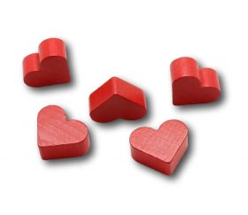 5 Coeurs rouges en bois Saint Valentin - Amour
