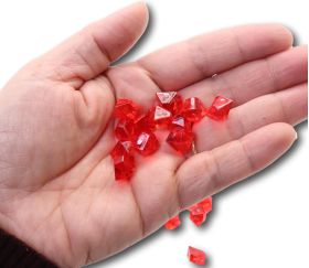 GEM rouge  : 50 mini gemmes translucides pions imitation pierres précieuses pépites