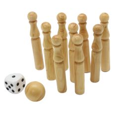 Jeu de quilles miniature bois naturel et boule pour jeu sur table