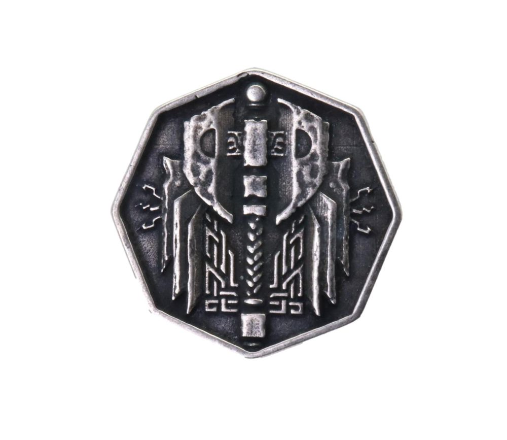Pièce métal argent Forged Dwarven 34 mm octogonale hache double tranchant