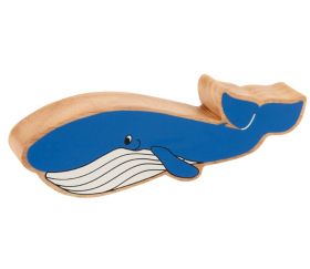 Baleine bleu en bois 17.5 x 5.4 x 2.5 cm