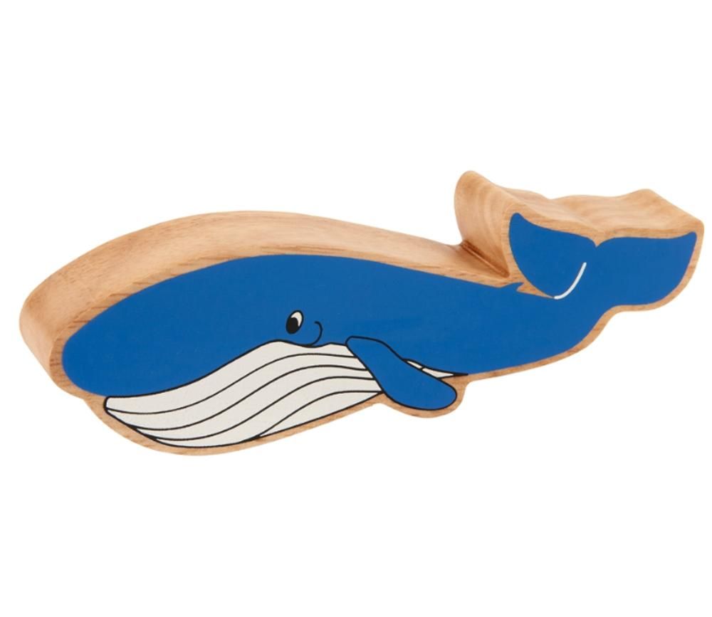Baleine bleu en bois 17.5 x 5.4 x 2.5 cm