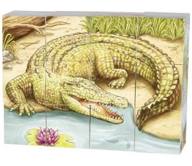 Puzzle 12 cubes animaux australiens - crocodile