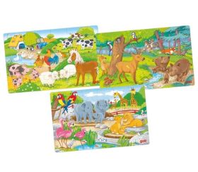 3 puzzles animaux 27.5 x 17.5 cm
