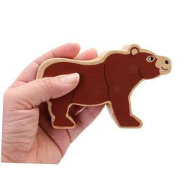 Grand ours brun en bois 12.3 x 8 x 2.5 cm pour jeu animaux de la forêt