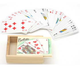 Coffret bois belote avec jeu cartes sans jetons