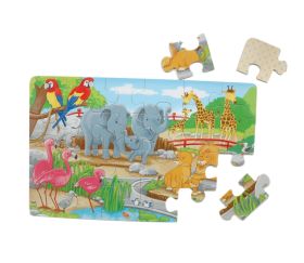 3 puzzles 24 pièces en bois animaux 27 x 17 cm