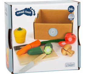 Planche à découper légumes pour enfants en bois naturel multicolore