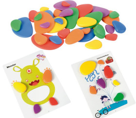Galets colorés jeu enfant avec fiches