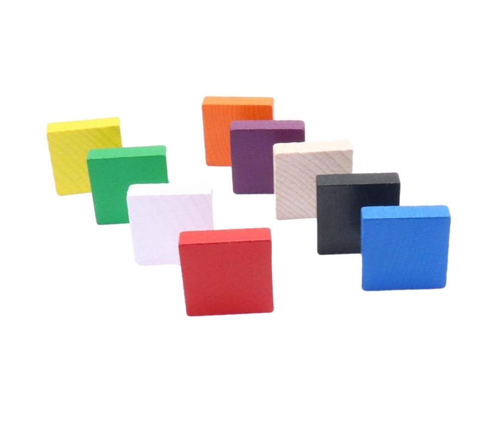 jeton carré en bois coloré pour jeux