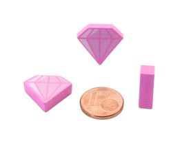 Pion en bois pierre précieuse diamant rose 15 x 18 x 5 mm