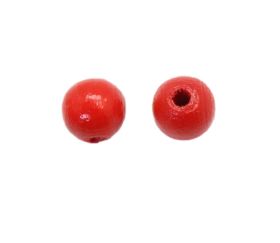 Boule percée rouge de 8 mm en bois- Mini perle trou 2.5 mm
