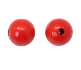 Boule - bille percée - perle rouge en bois de 1.2 cm de diamètre