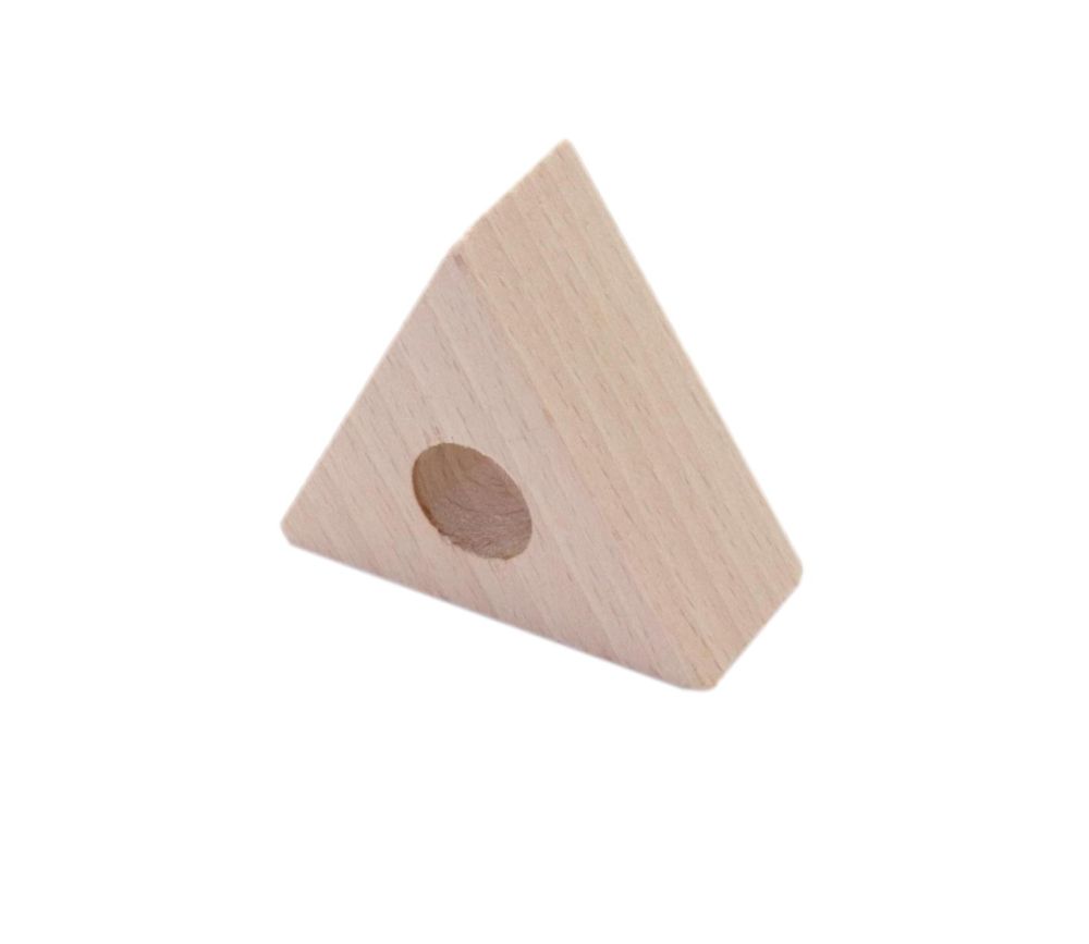 Triangle percé 57 x 50 x 25 mm en bois brut