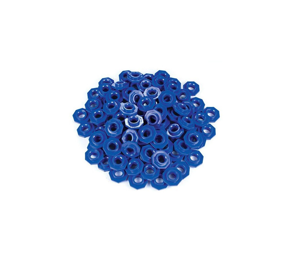 100 jetons bleus troués octogonaux pour abaque