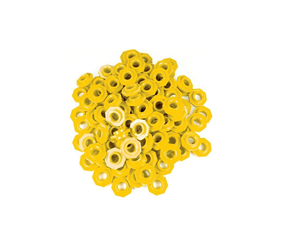 100 jetons jaunes troués octogonaux pour abaque 2.5 cm