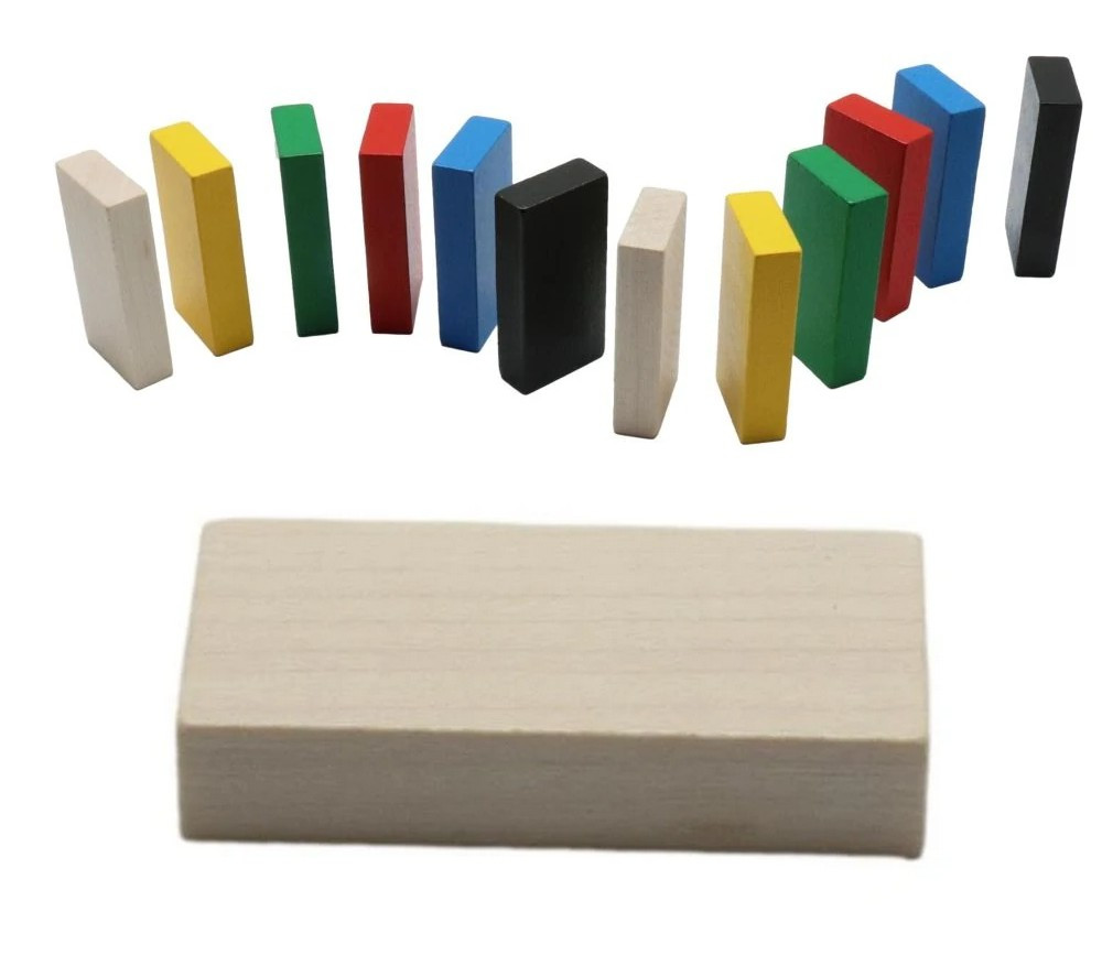 grand rectangle domino en bois coloré pour jeux 40 x 20 x 8 mm à l'unité