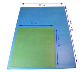 Tapis de jeu recto-verso Bleu/Vert battlemap carré effaçable plateau 66 x 60 cm