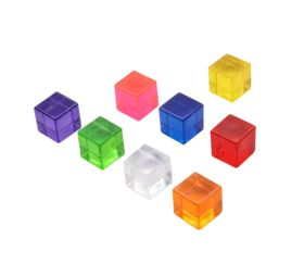 Cube 8 mm plastique translucide coloré
