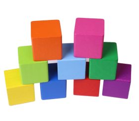9 Cubes en bois 3.5 cm multicolores 9 couleurs