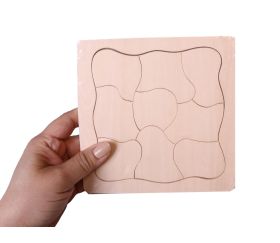 Puzzle 9 pièces en bois neutre à personnaliser 14.8 cm