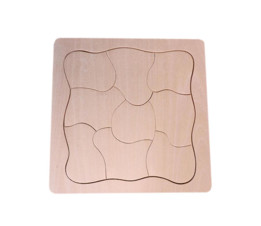 Puzzle 9 pièces en bois neutre à customiser 14.8 cm
