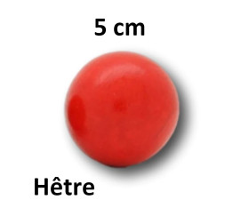 Boule bois couleur rouge 50 mm diamètre bille hetre