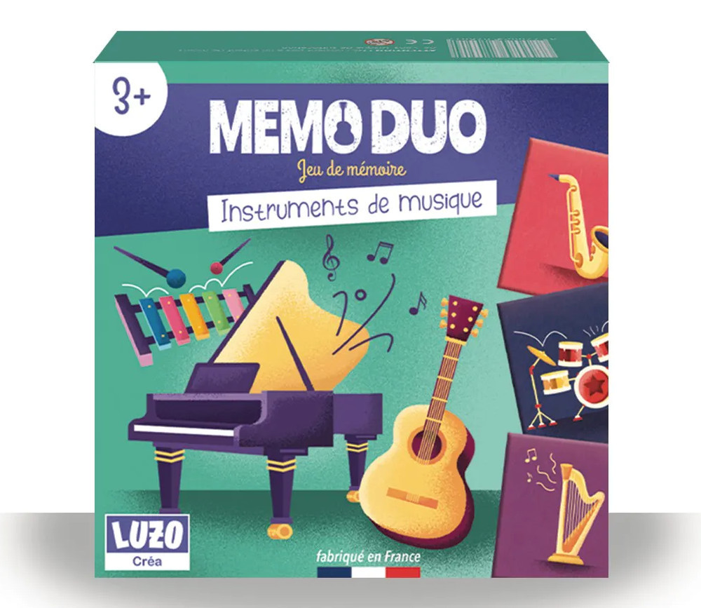 Mémo Duo instruments de musique. Jeu d'éveil musical avec les enfants.