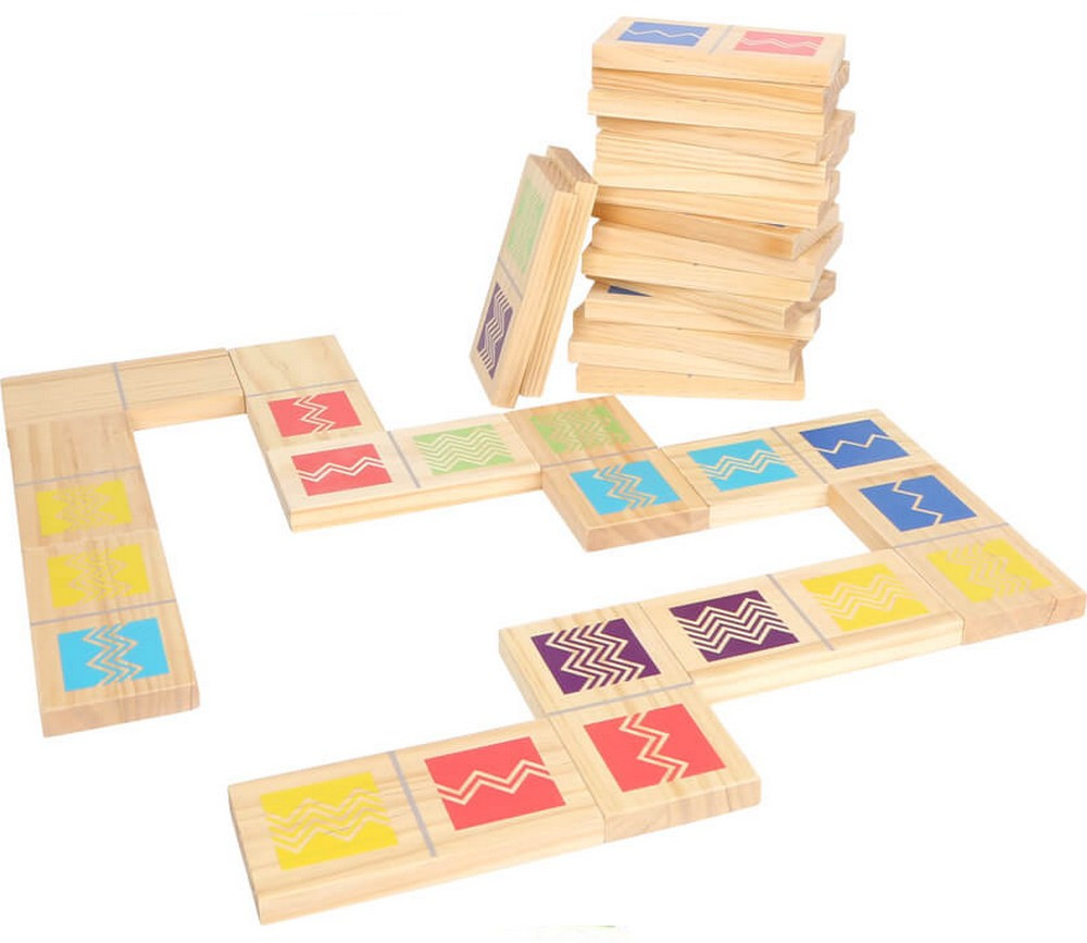 Jeu de domino - Jeu de construction en bois coloré pour enfant – L