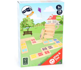 Set rectangle bois avec motifs jeu pour enfant