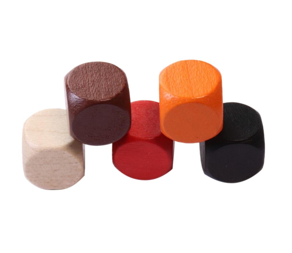 Dé neutre en bois 12 mm naturel ou coloré pour jeu