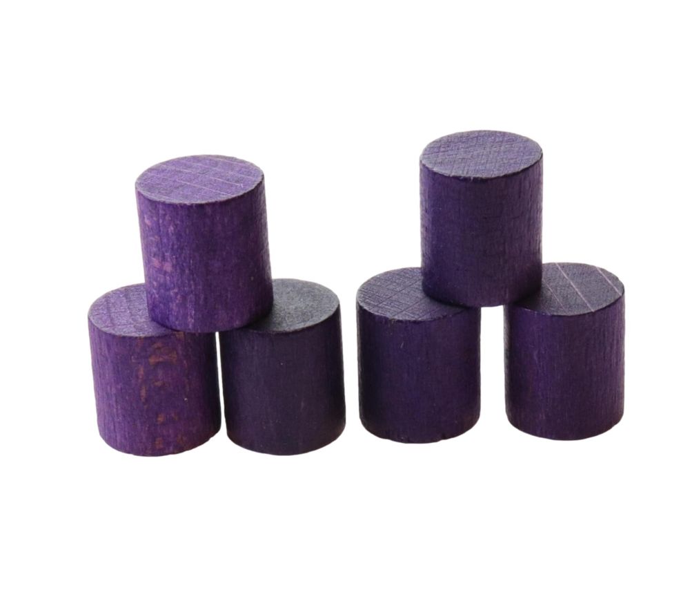 Cylindre violet en bois 15 x 13 mm pion de jeu