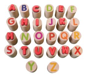 26 Tampons bois lettres alphabet 2 cm