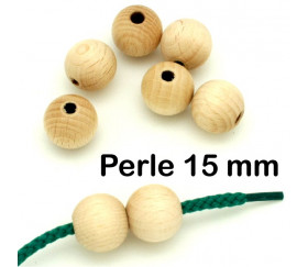 50 perles Boule 1.5 cm bois hêtre mini