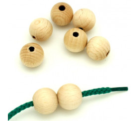 50 mini perles en bois pour loisirs créatifs.