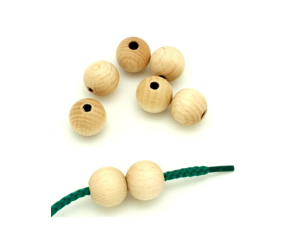 50 mini perles en bois pour loisirs créatifs.