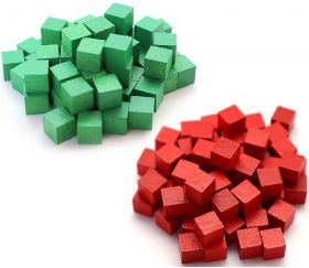 1000 cubes vert et rouge de 6 mm en bois