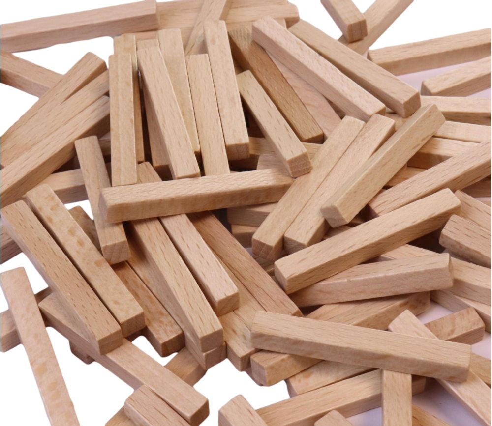 100 sticks allumettes épaisses - Baguettes en bois naturel 5x5x39 mm