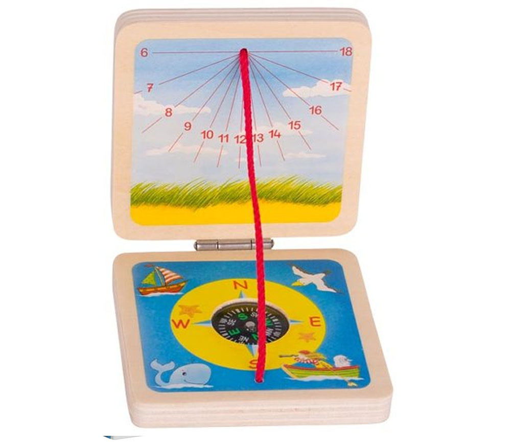 Cadran solaire en bois Boussole jeux découverte piste enfants