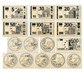 Tampons monnaie euros : pièces et billets