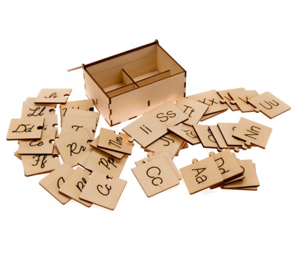 Tuiles de traçage - Puzzle alphabet lettres majuscules cursives