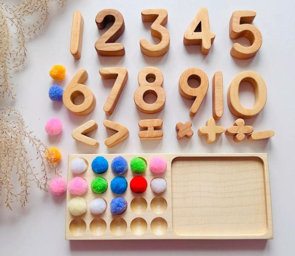 Cadre de calcul en bois Montessori planche de comptage éducative math