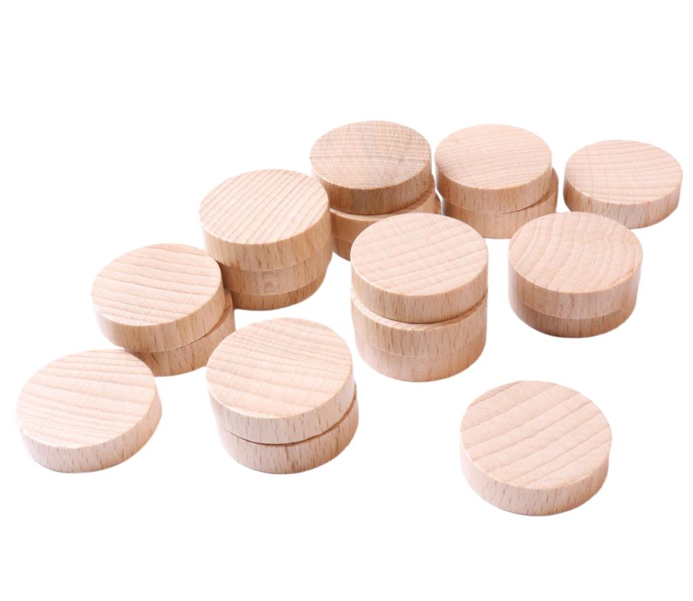 20 palets en bois rond naturel 3.1 cm - jeton 31 x 8 mm