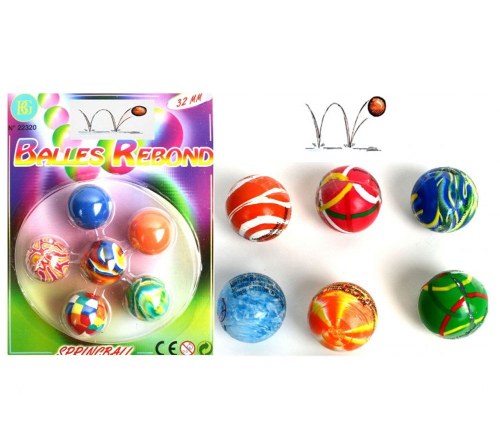 6 Balles rebondissantes de 3 cm de diamètre pour jeux à faire rouler