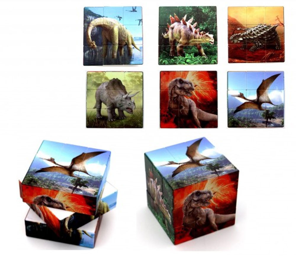 Cube 5.5 cm dinosaure jeu de patience 6 faces