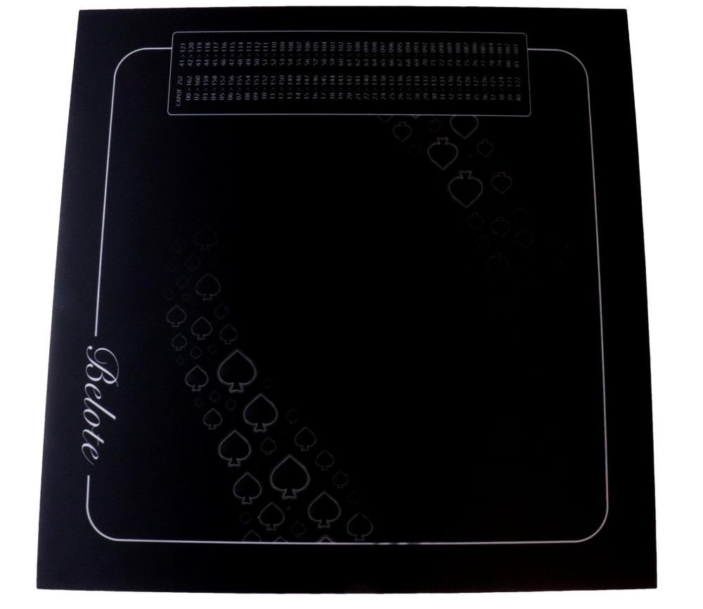 Tapis jeu 60 x 60 cm Belote avec grille noir Pique Forest