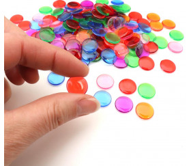 2500 Jetons 15 mm transparents colorés pour loto ou bingo